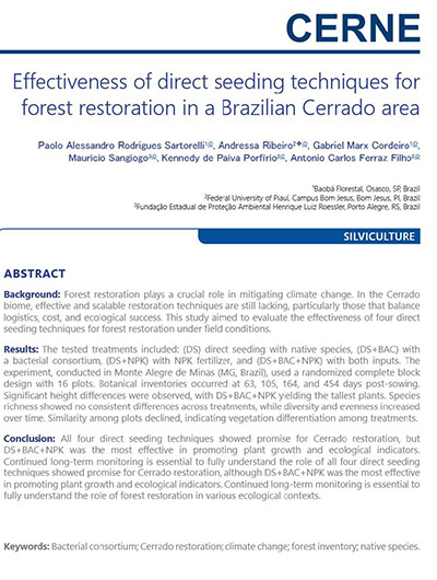 Effectiveness of direct seeding techniques for forest restoration in a Brazilian Cerrado area